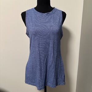 *ATHLETIC WORKS* Blue x White Striped Sleeveless Activewear Top Size M (8-10)